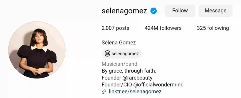 Selena Gomez Instagram account 