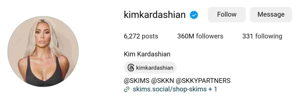 Kim Kardashian West Instagram account 