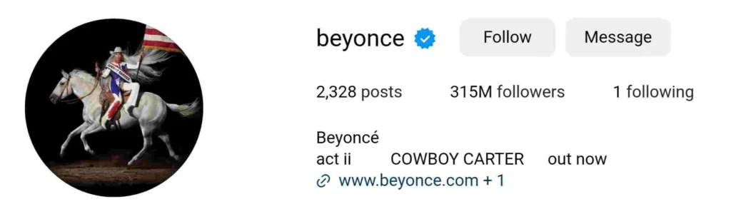 Beyoncé Instagram account 