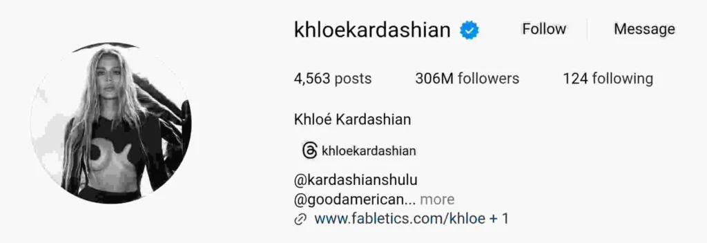 Khloé Kardashian Instagram account 